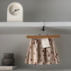 Neutral Printed A-Line Kids Skirt with Abstract Shapes